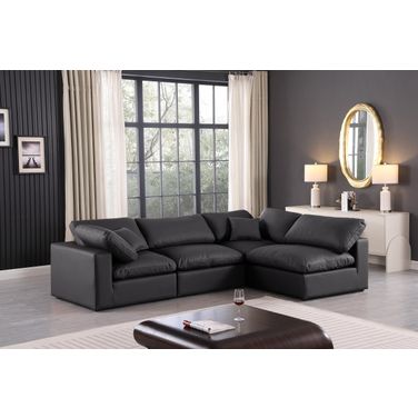 Comfy Vegan Leather 4 Piece Modular Sectional In Black