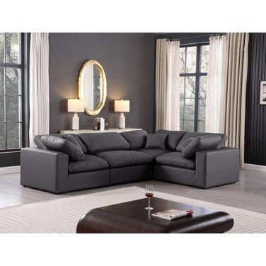 Comfy Vegan Leather 4 Piece Modular Sectional In Black