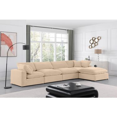 Comfy Velvet 5 Piece Modular Sectional In Beige