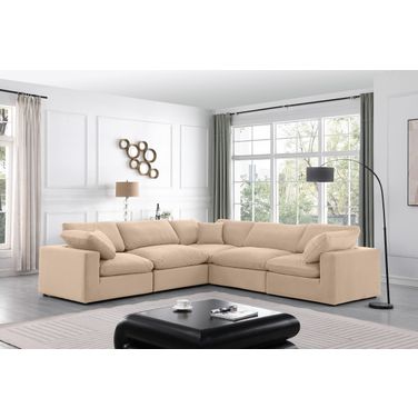 Comfy Velvet 5 Piece Modular Sectional In Beige