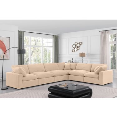 Comfy Velvet 6 Piece Modular Sectional In Beige