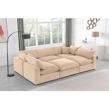 Comfy Velvet 6 Piece Modular Sectional In Beige