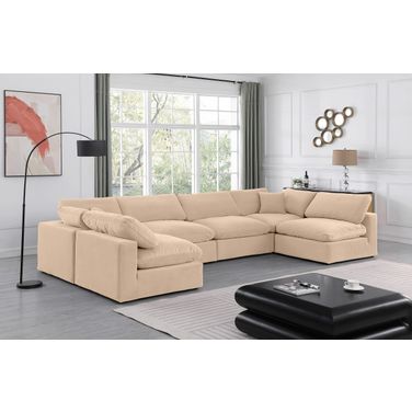 Comfy Velvet 6 Piece Modular Sectional In Beige