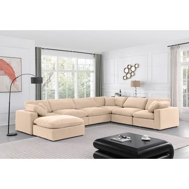 Comfy Velvet 7 Piece Modular Sectional In Beige