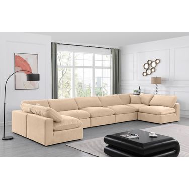Comfy Velvet 7 Piece Modular Sectional In Beige