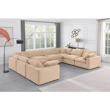 Comfy Velvet 8 Piece Modular Sectional In Beige and Espresso