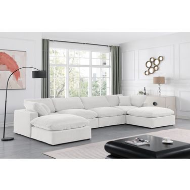 Comfy Velvet 6 Piece Modular Sectional In Cream