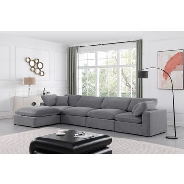 Comfy Velvet 5 Piece Modular Sectional In Grey