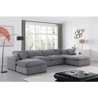 Comfy Velvet 6 Piece Modular Sectional In Grey