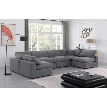 Comfy Velvet 6 Piece Modular Sectional In Grey