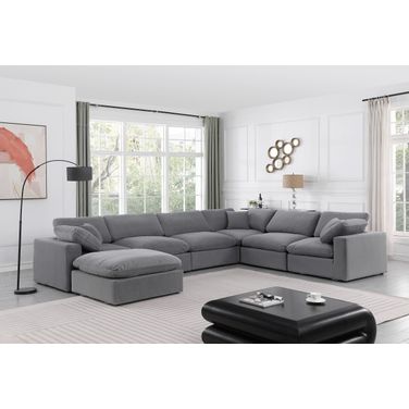 Comfy Velvet 7 Piece Modular Sectional In Grey