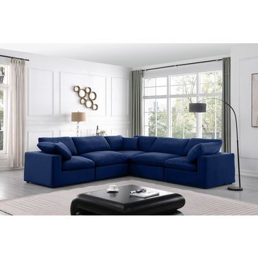 Comfy Velvet 5 Piece Modular Sectional In Navy