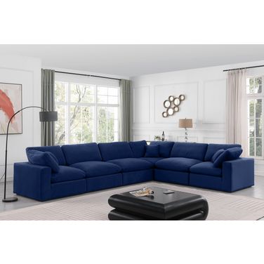 Comfy Velvet 6 Piece Modular Sectional In Navy