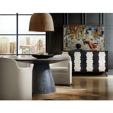 Commerce and Market Commerce and Market Madison Round Dining Room Set In Black and White