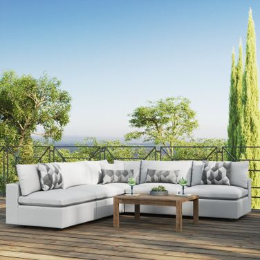 Commix 5-Piece Outdoor Patio Sectional Sofa EEI-5587-WHI