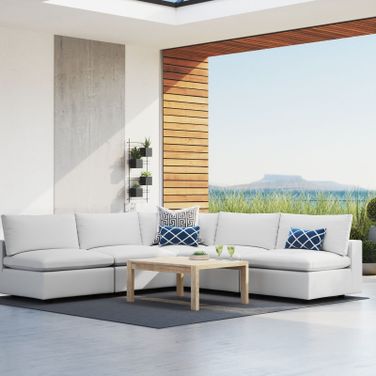 Commix 5-Piece Sunbrella Outdoor Patio Sectional Sofa EEI-5588-WHI