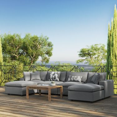 Commix 6-Piece Outdoor Patio Sectional Sofa In Charcoal