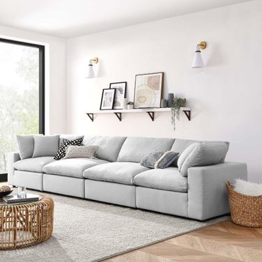 Commix Down Filled Overstuffed 4 Piece Sectional Sofa Set In Light Gray EEI-3357-LGR