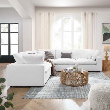 Commix Down Filled Overstuffed 5 Piece 5-Piece Sectional Sofa In White