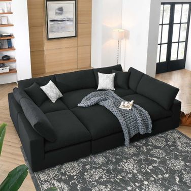 Commix Down Filled Overstuffed 6-Piece Sectional Sofa In Black EEI-5761-BLK