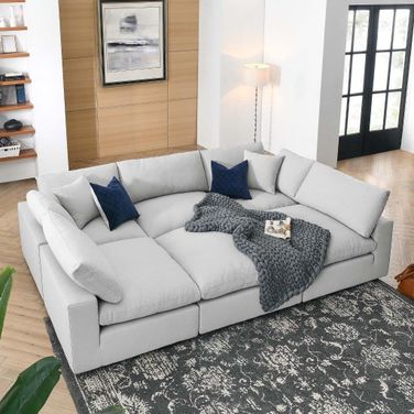 Commix Down Filled Overstuffed 6-Piece Sectional Sofa In Light Gray EEI-5761-LGR