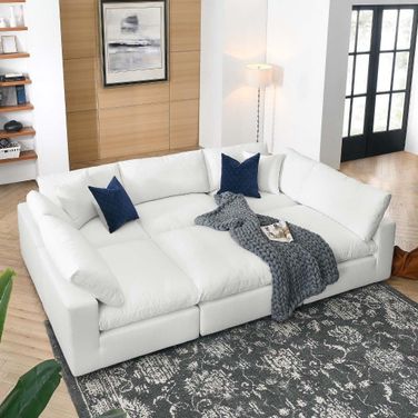 Commix Down Filled Overstuffed 6-Piece Sectional Sofa In White EEI-5761-PUW