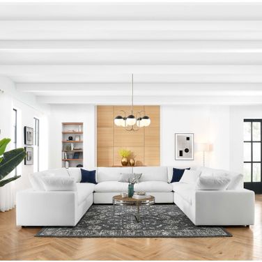 Commix Down Filled Overstuffed 8-Piece Sectional Sofa In White