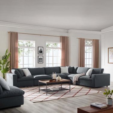 Commix Gray Down Filled Overstuffed 6 Piece Sectional Sofa Set EEI-3361-GRY