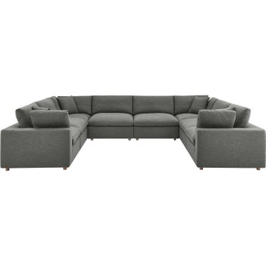 Commix Gray Down Filled Overstuffed 8 Piece Sectional Sofa Set