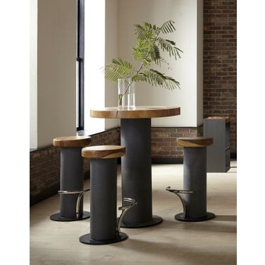 Concrete Grey and Brown Chamcha Wood Bar Table Set