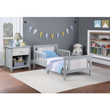 Connelly Reversible Panel Toddler Bedroom Set In Gray and Rockport Gray