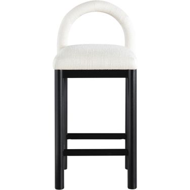 Conrad Linen Textured Fabric Counter Stool In Cream and Black