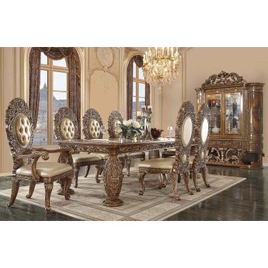 Constantine Dining Room Set In Brown And Gold Finish