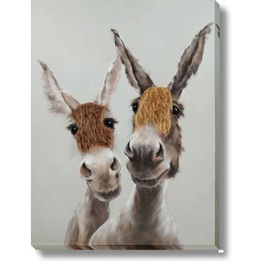 Contemplative Cheeky Donkey Duo Canvas Wall Art In Multi