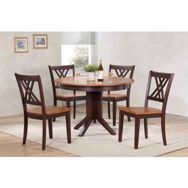 Contemporary Double X-Back 5-Piece Dining Set In Whiskey and Mocha