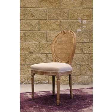 Continenta Napoleon Dining Chair Set of 2 With Cane Back In Antique Linen