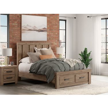 Contoura Panel Storage Bedroom Set In Light Brown