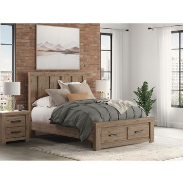 Contoura Queen Panel Storage Bed In Light Brown