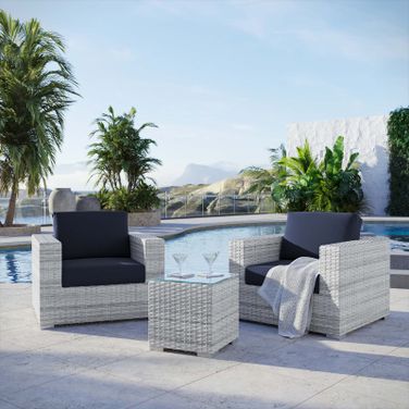 Convene 3-Piece Outdoor Patio Set In Light Gray Navy