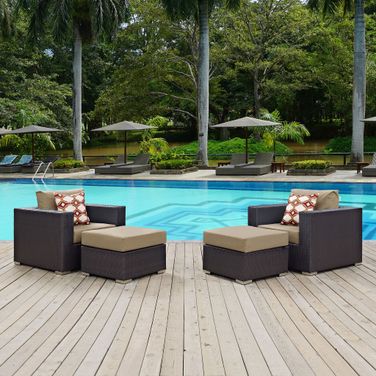 Convene 4-Piece Outdoor Patio Sectional Set In Espresso Mocha