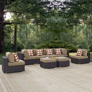 Convene 8-Piece Outdoor Patio Sectional Set In Espresso Mocha