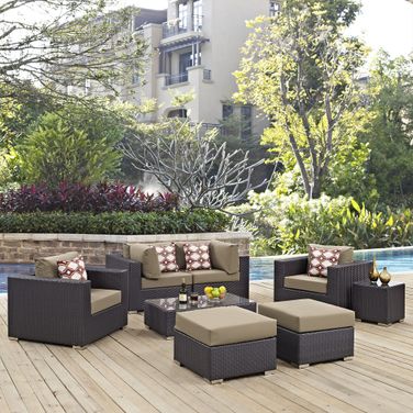 Convene 8-Piece Outdoor Patio Sectional Set In Espresso Mocha