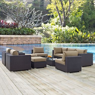 Convene Espresso Mocha 10 Piece Outdoor Patio Sectional Set