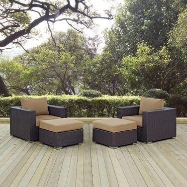 Convene Espresso Mocha 4 Piece Outdoor Patio Sectional Set