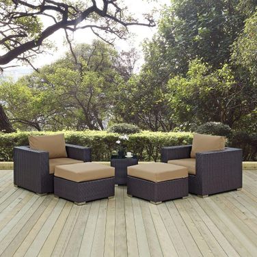 Convene Espresso Mocha 5 Piece Outdoor Patio Sectional Set EEI-2201-EXP-MOC-SET