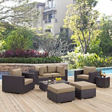 Convene Espresso Mocha 8 Piece Outdoor Patio Sectional Set EEI-2206-EXP-MOC-SET