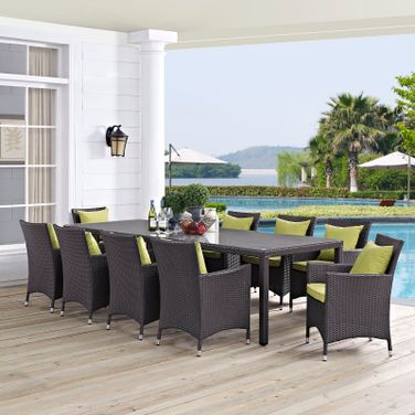 Convene Espresso Peridot 11 Piece Outdoor Patio Dining Set EEI-2219-EXP-PER-SET