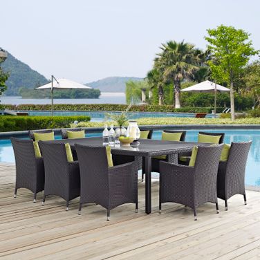 Convene Espresso Peridot 11 Piece Outdoor Patio Dining Set EEI-2240-EXP-PER-SET