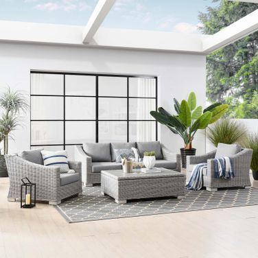 Conway 4-Piece Outdoor Patio Wicker Rattan Furniture Set EEI-5095-GRY