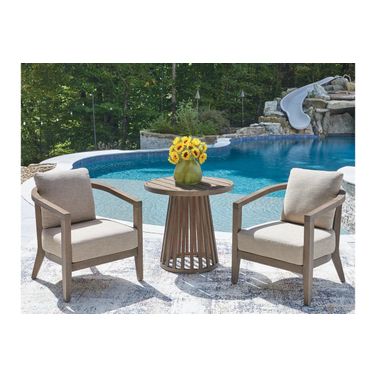 Cool Days Outdoor Chairs with Cushions/Table Set of 3 In Beige